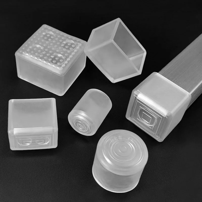Transparent PVC Soft Rubber Furniture Table Foot Cover Round/Square Non-Slip Rubber Pipe Plug Lid Tube Hole Protection