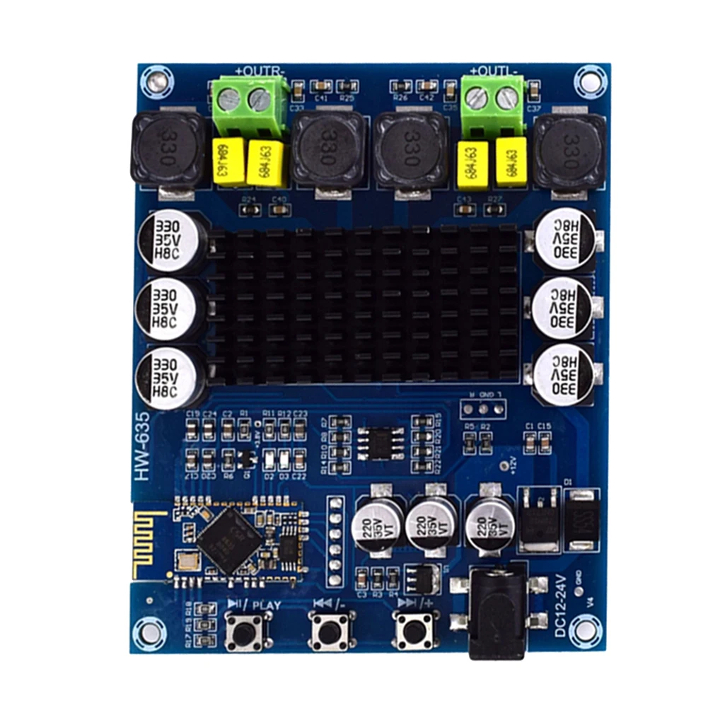 XH-M548 120W Digital Power Amplifier Board TPA3116D2 Digital Power Audio Amplifier Board Bluetooth-compatible DC12-24V