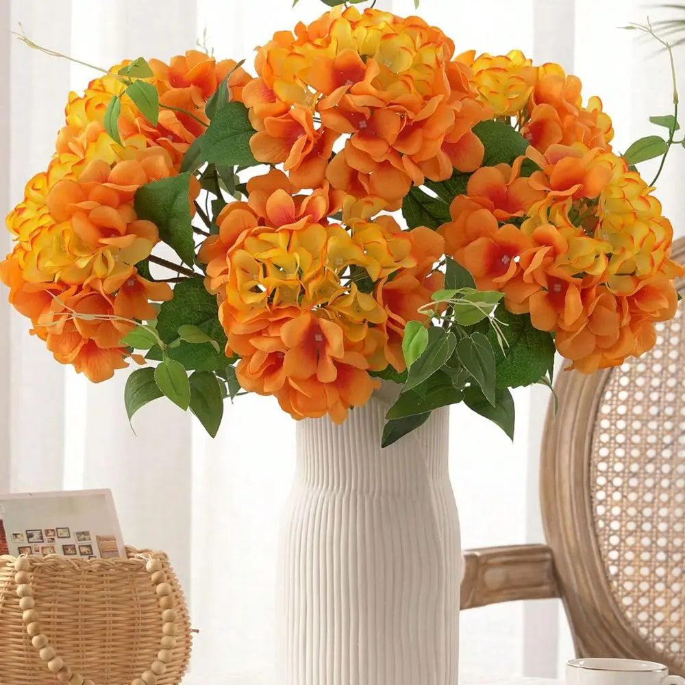 6 Stück Künstliche Blumen, Kunstseiden-Hortensien, Brautstrauß, Hochzeitsdekoration, Wohnzimmer-Tisch-Accessoires, Garten-Festival, Günstig – Detail 3
