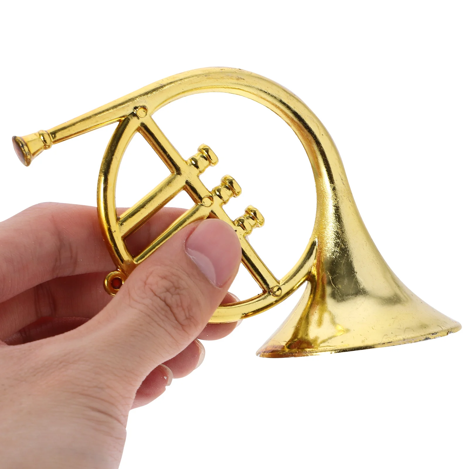 12 pezzi simulato corno francese ornamento mini strumento musicale in plastica decorazione per albero di Natale appeso ciondolo vintage artigianale fai da te