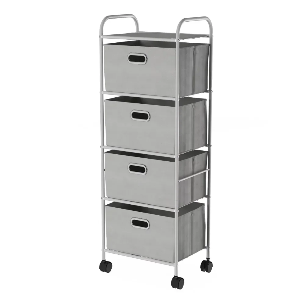 

4 Drawer Rolling Storage Cart on Wheels– Portable Storage Organizer with Fabric Bins Lavish Home