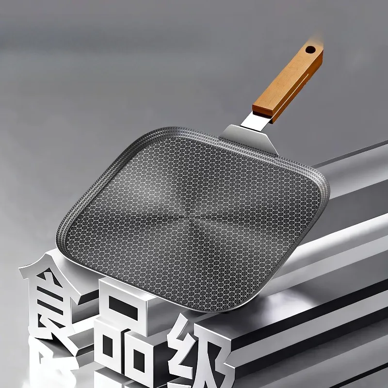 Frying pan 304 uncoated household square steak frying pan pancake lasagna