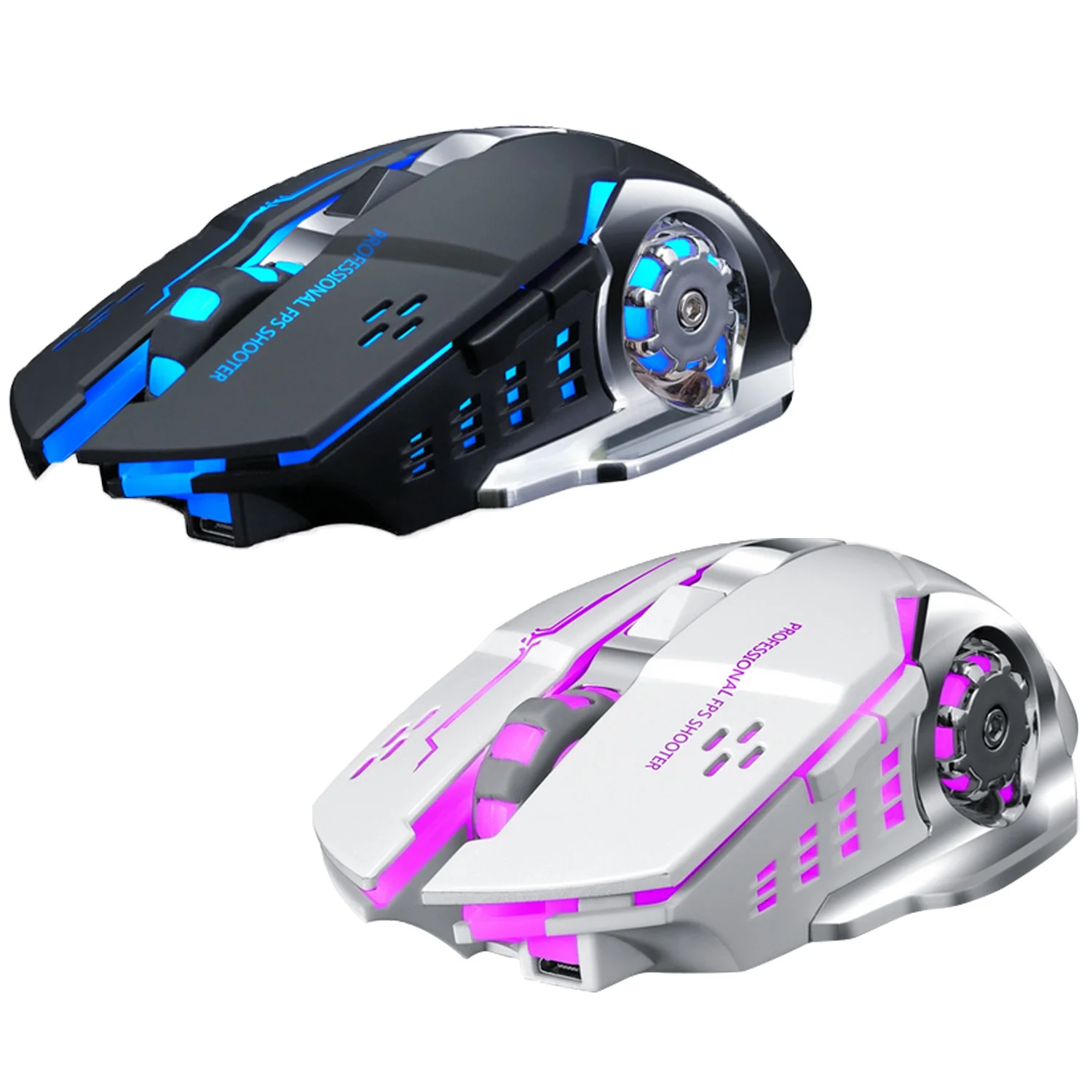 

Vococal Colorful Light Wireless Mouse Mute Silent Click Rechargeable Backlight Breathing Gamer Mouse for Computer PC Laptop