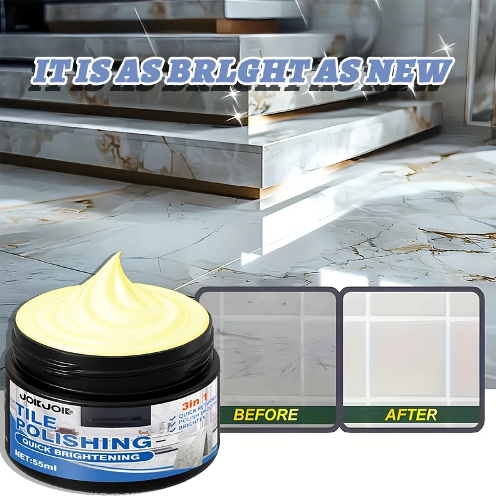 JOKJOK 3-in-1 Tile & Stone Polish Cream 55ml Quick Brightening Wax Paste Universal Ceramic Floor Bathroom Kitchen Renovation