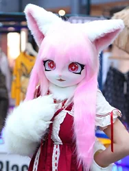 Bonito fone de ouvido peludo kig cosplay máscara pata cabeça base comiket peludo fursuit kigurumi animal gato coelho boneca besta traje crianças presente