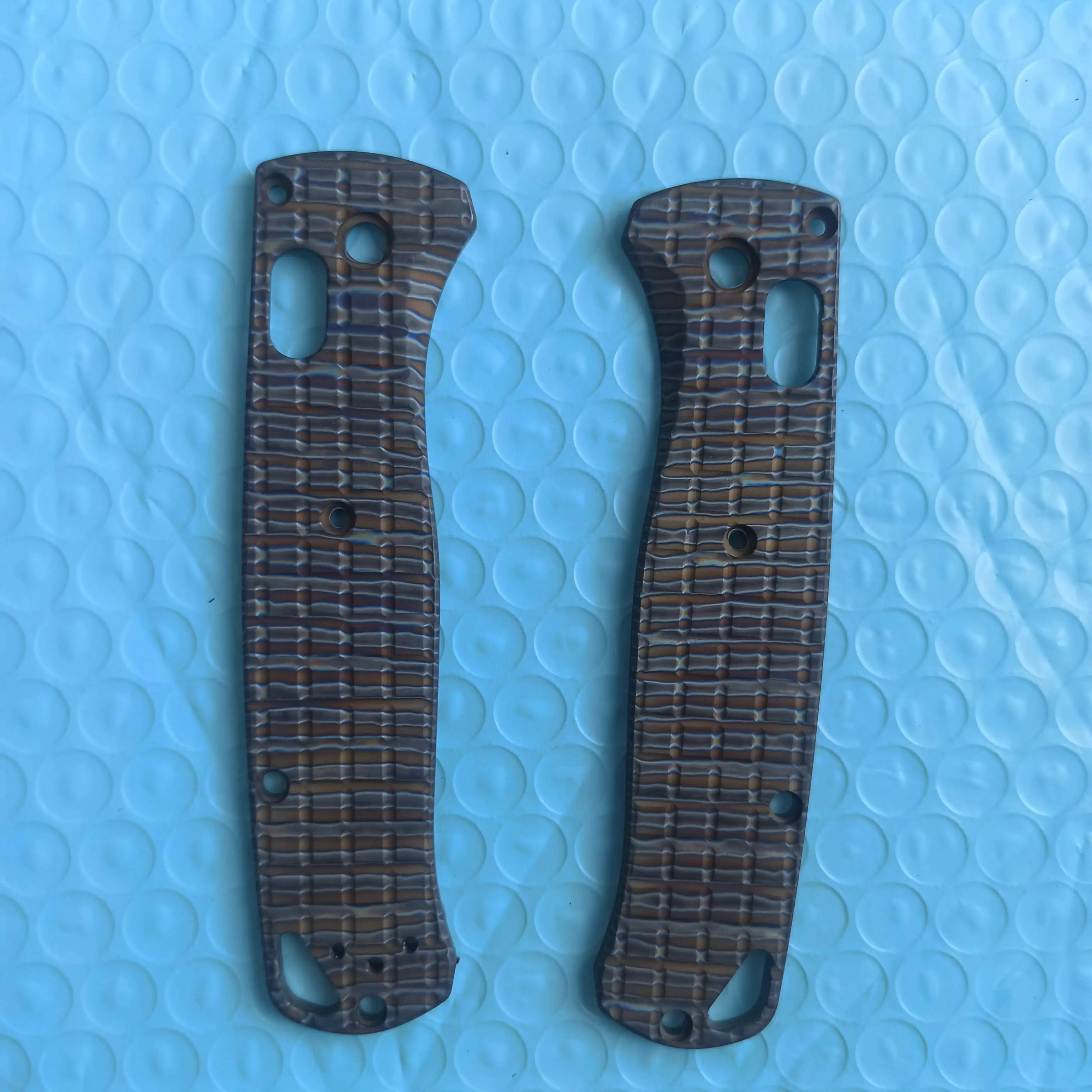 

1 Pair Tiger Pattern Roasted Titanium Handle Scales for Benchmade Bugout 535