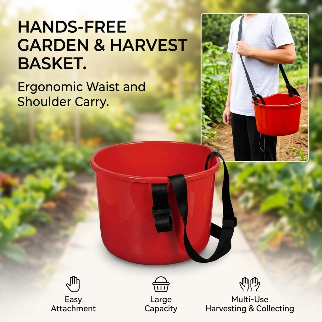Ergonomic Fruit Picking Bucket Multifunctional Harvest Carrier Bag Outdoor Farm Garden Use Convenient Fertilizer Holder