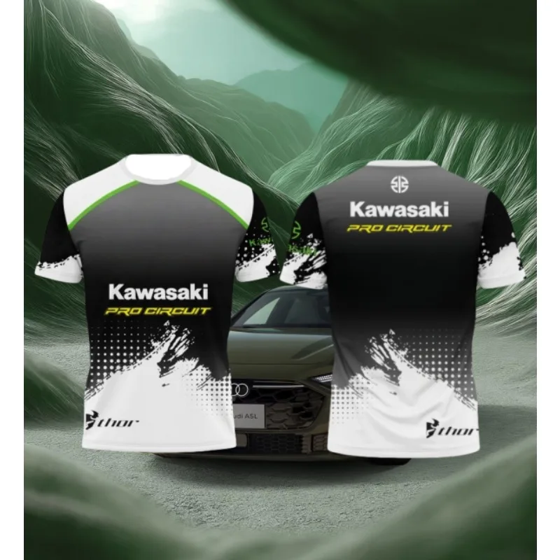 

Moto Kawasaki Racing Team 3D T-shirt 2025 Summer Outdoor Quick-drying Training Suit, Oversized and Comfortable Top