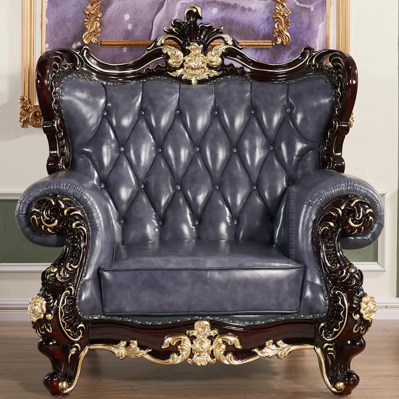 Европейская двухсторонняя резная кожаная вилла из цельного дерева для гостиной, первый слой воловьей кожи, большая кожа