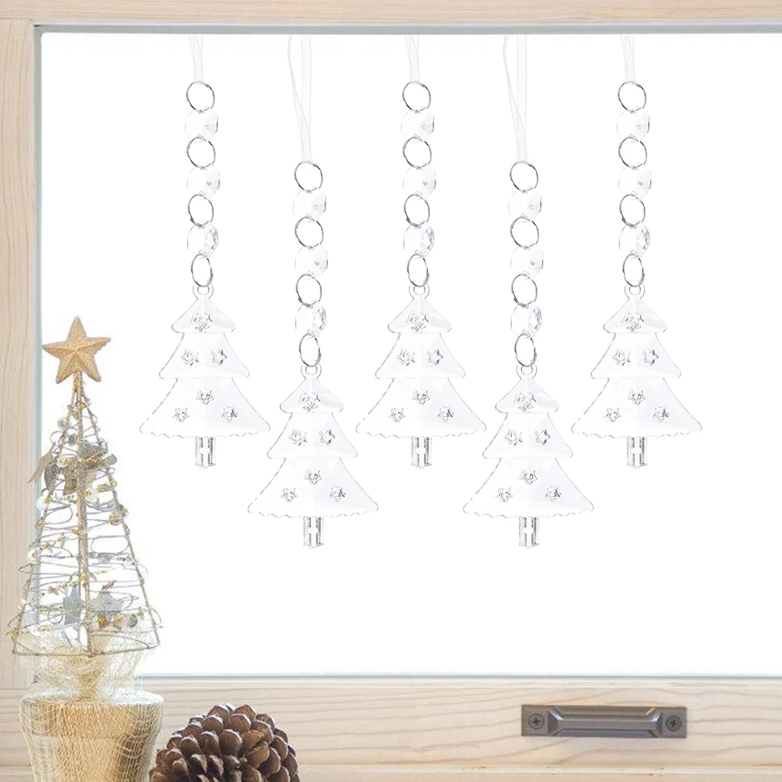 

10Pcs Christmas Tree Shape Hanging Ornaments Acrylic Xmas Decorations for Home Party Christmas Tree Pendant