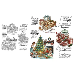 Mangocraft Caldo Vigilia di Natale Timbri trasparenti Regali di Natale Albero Forniture per scrapbooking fai da te Timbro in silicone per la creazione di cartoline Album Decor