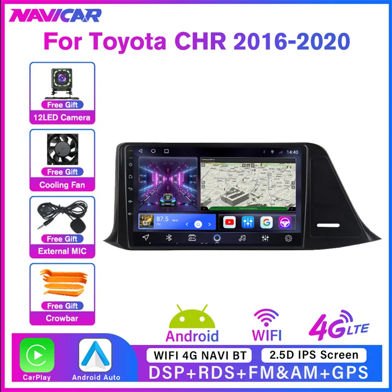 NAVICAR 2Din Android10 Car Radio For Toyota CHR C-HR 2016-2020 Stereo Receiver GPS Navigation Auto Radio DSP Car Video Bluetooth