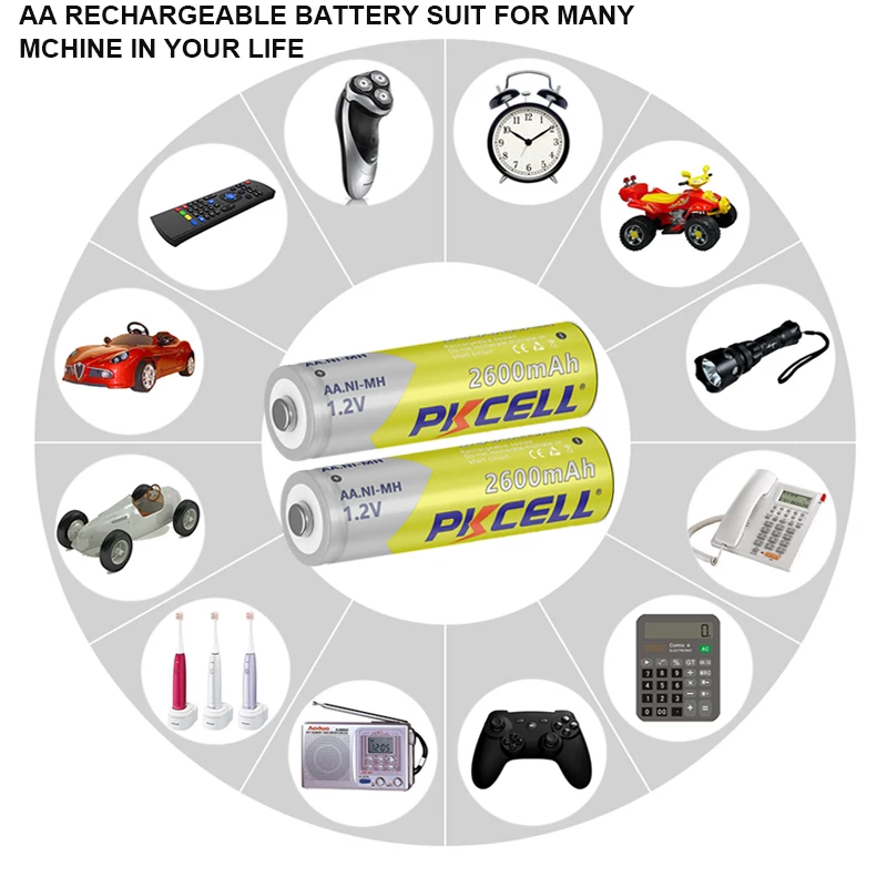 4 szt. PKCELL 1.2V akumulator AA 2600mAh AA baterie litowe akumulator Botton do aparatu bateria do zabawek