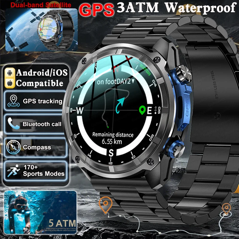 

2025 50 Meters Waterproof Smart Watch Men AMOLED Screen Swiming Sports Fitness Tracker Heart Rate BT Call Smart Watch For Xiaomi