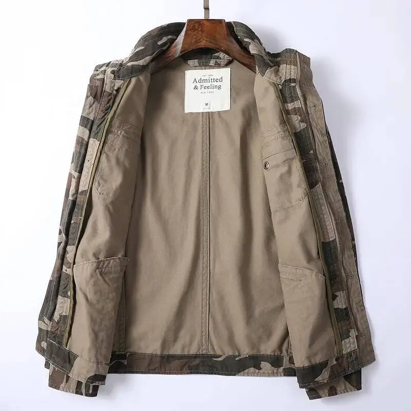 

Vintage Spring And Autumn Clothing Coat Camouflage Casual Men S Windbreaker Loose Zipper Green Jacket For Men
