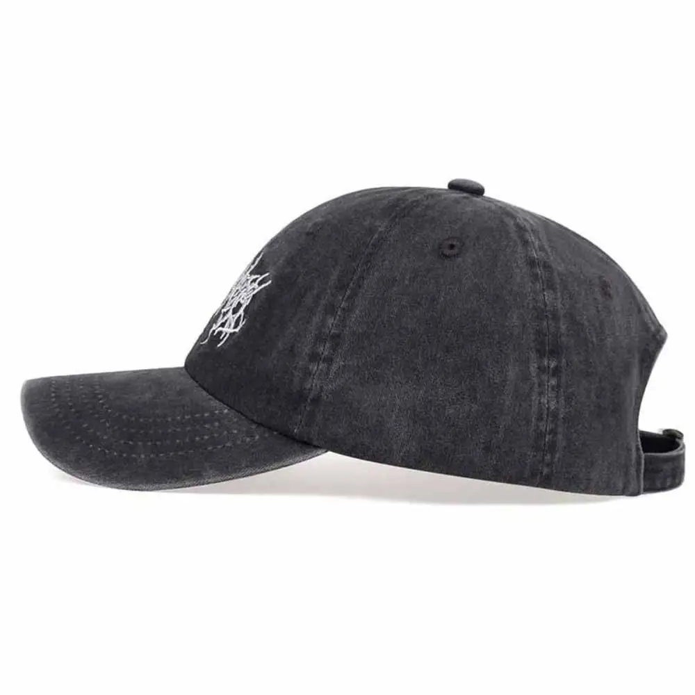 Visors Embroidery Baseball Caps Gothic Street Punk Hip-hop Distressed Faded Cap Adjustable Washed Baseball Hats