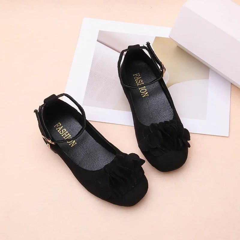 Girls Black Uniform High Heels Spring Autumn Performance Kids School Leather Shoes Ankle-strap Children Fashion Princess Shoes