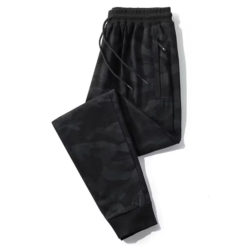 

Мужские спортивные брюки из чистого хлопка, весна-осень, свободный крой, большие размеры, повседневные длинные брюки, камуфляж, свободный крой, молодежный стиль