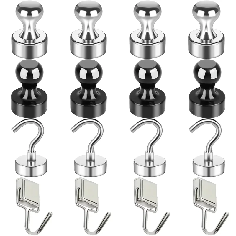 10Pcs Strong Heavy Duty Magnet 12mm Super Magnetic Hooks Push Pin Multi-purpose Use Perfect For Refrigerator Whiteboard Kitchen