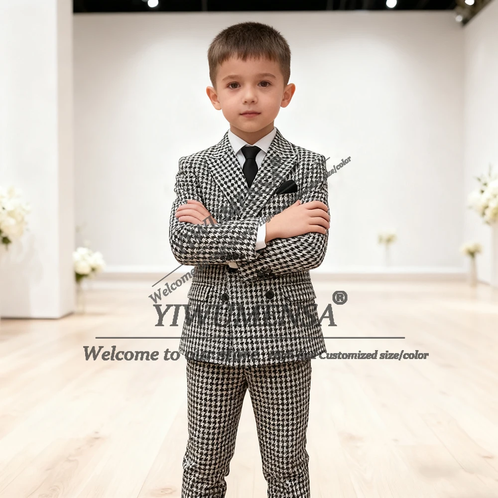 

Классический твидовый шерстяной костюм для мальчиков, двубортный пиджак, брюки, комплект из 2 предметов, детский пиджак для деловой вечеринки, детские смокинги по индивидуальному заказу