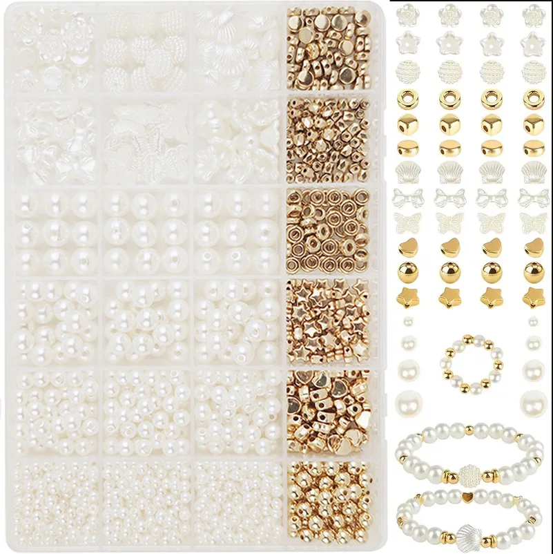 ABS Pearl Bead Set With CCB Spaer Bead For DIY Crafts Necklace  Bracelet Jewelry Making Accessories A0269