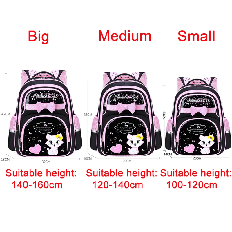 2024 Girls School Bags Fashion Orthopedic Primary Schoolbags Bagpack Cartoon Cat Print Princess Backpacks Kids Bookbags Mochila