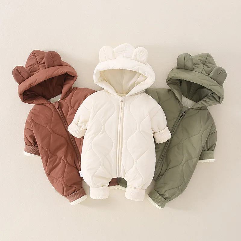 Baby autumn and winter clothes baby onesie warm  newborn climbing  thickened cotton clothes go out  cotton
