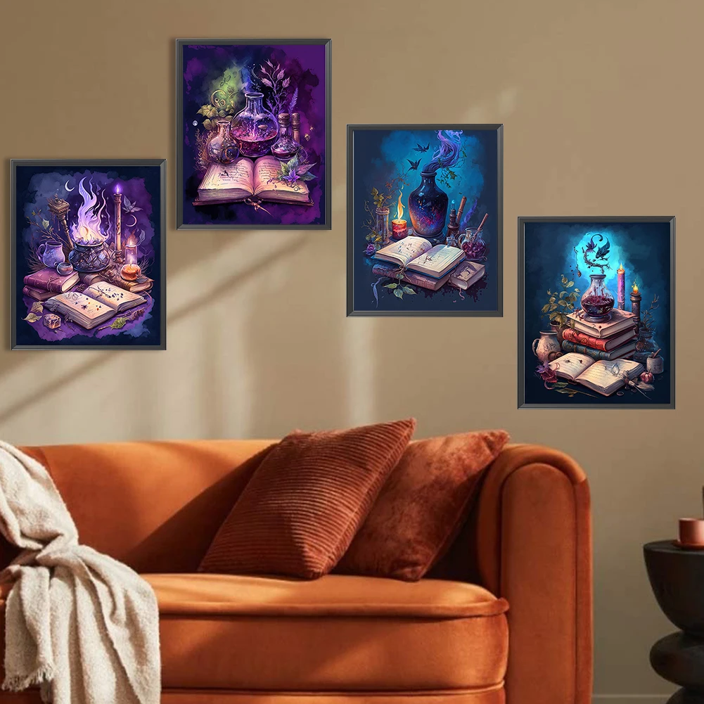 Kit de peinture par numéros sur toile, 4 pièces, bricolage, Art à l'huile, Potion magique, image 40x50cm