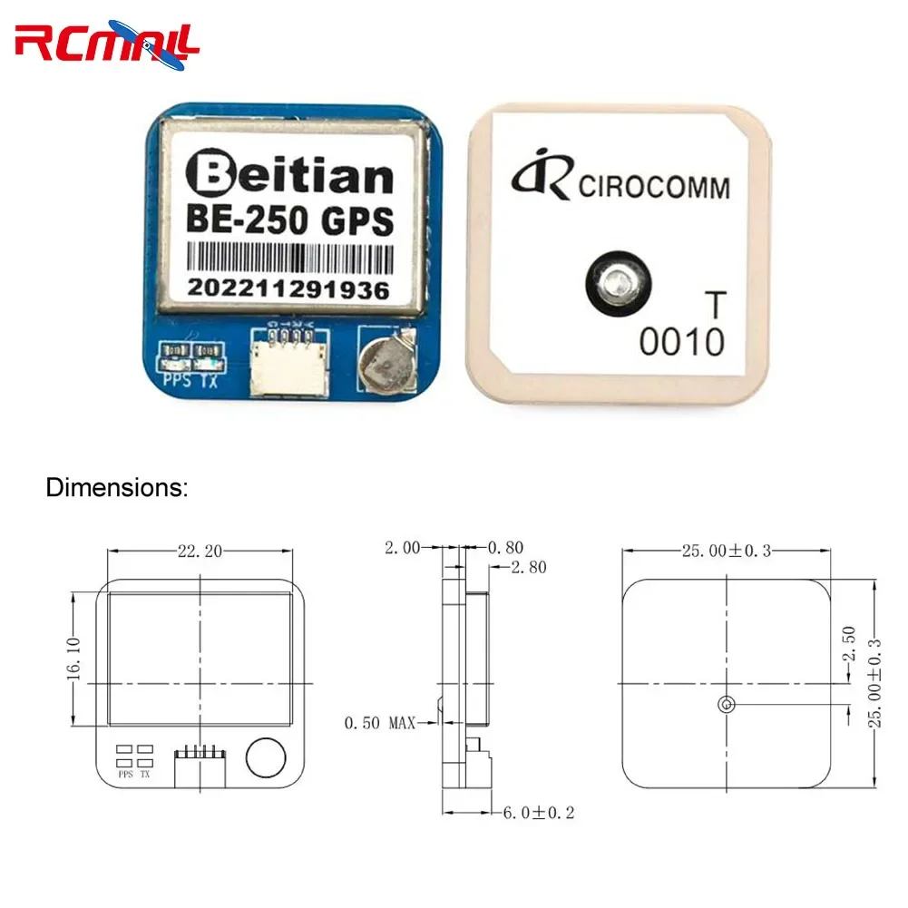 Beitian GPS Module BE-180 BE-220 BE-250 BE-280 BE-450 with Antenna M10 GNSS Ultra-low Power GNSS Receiver for Vehicle Drones