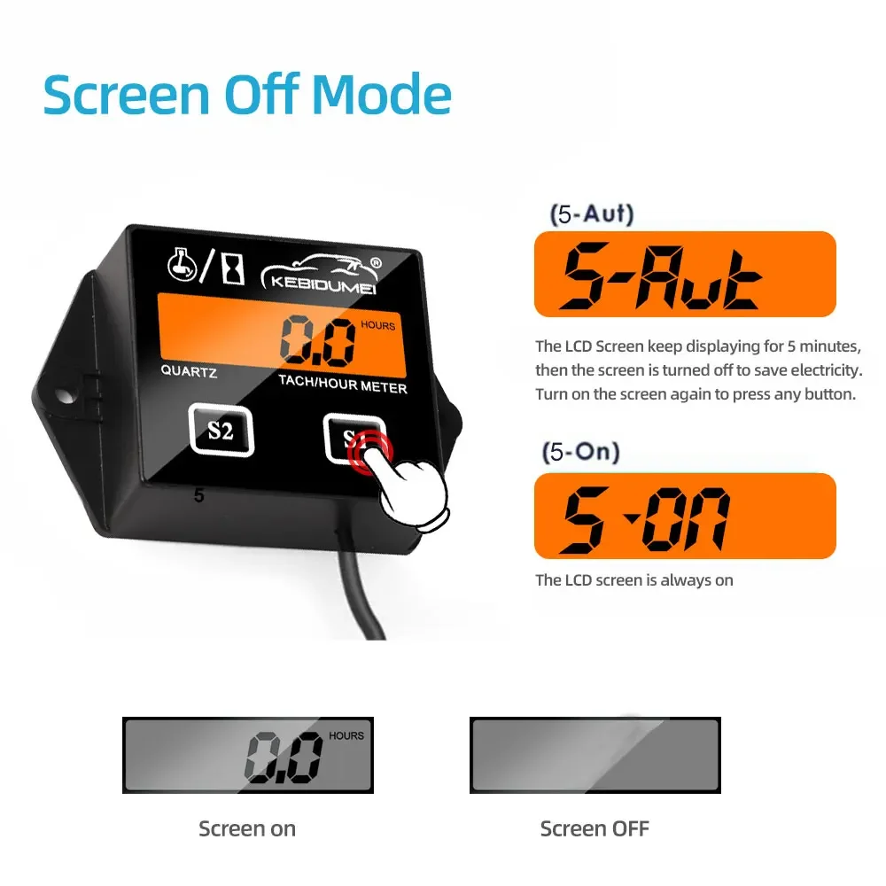 Car Digital Motor timers Hour Meter Tachometer Gauge Engine LCD Display For Moto Marine Boat Motor Stroke Engine Waterproof