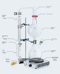 1000/2000ml Essential Oil Extraction Separator Device Hydrosol Distillation Equipment Graham Condenser Full Set