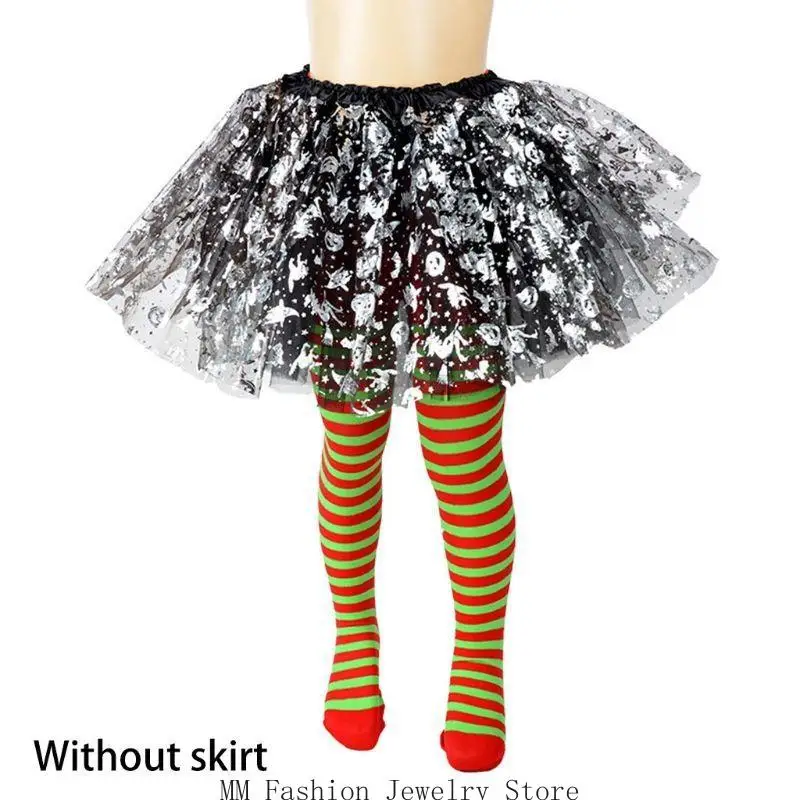 Kids Girls Halloween Full Length Tights Stockings Cartoon Spiderweb Skeleton Striped Pantyhose Cosplay Costume Carnival Up D0UB