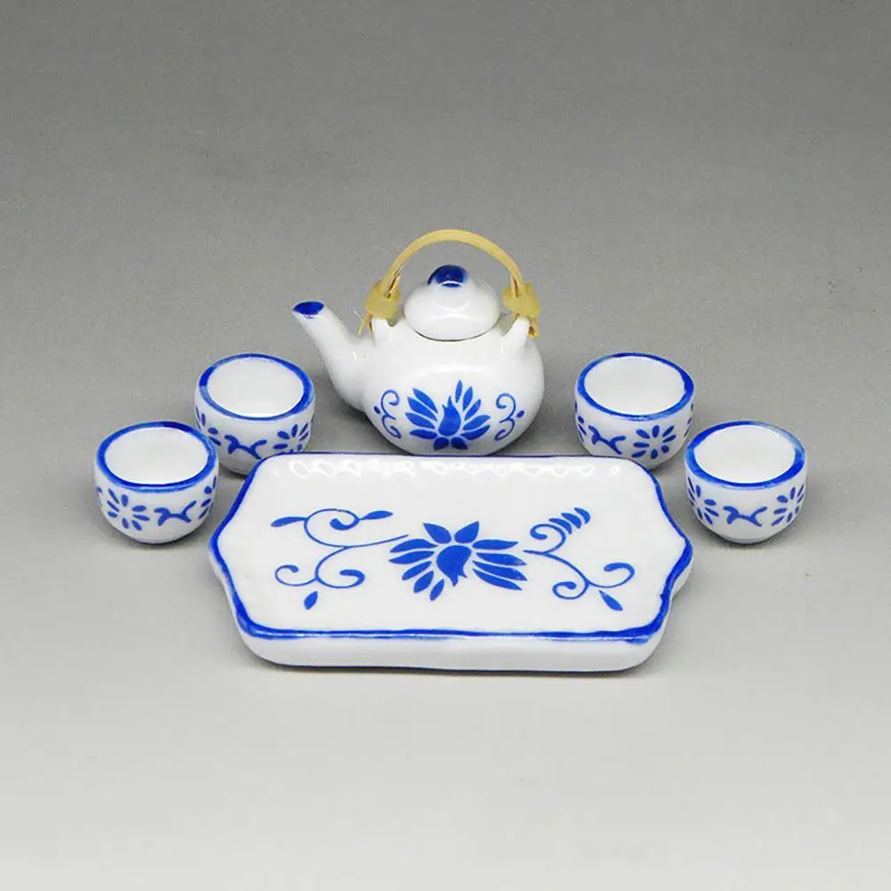 6 Pcs/Set Practical Dollhouse Porcelain Cup  Smooth Mini Dollhouse Drinkware  Miniature Porcelain Tea Cup Set