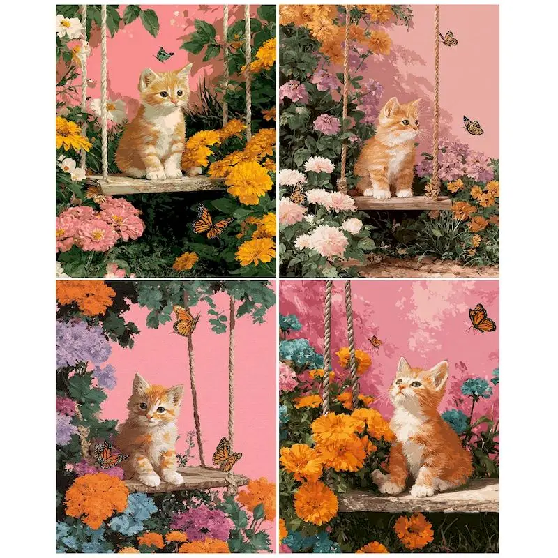 

GATYZTORY Oil Paint By Numbers Animals Cat For Adults Kids Acrylic Paints On Canvas Diy Gift Home Decors Number Painting