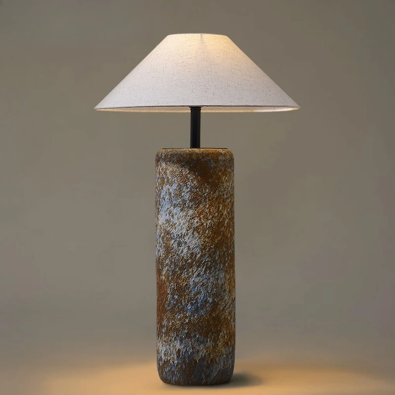 Wabi-sabi Japanese-style pottery pot living room floor lamp, hotel designer homestay retro Zen-style bedroom ceramic