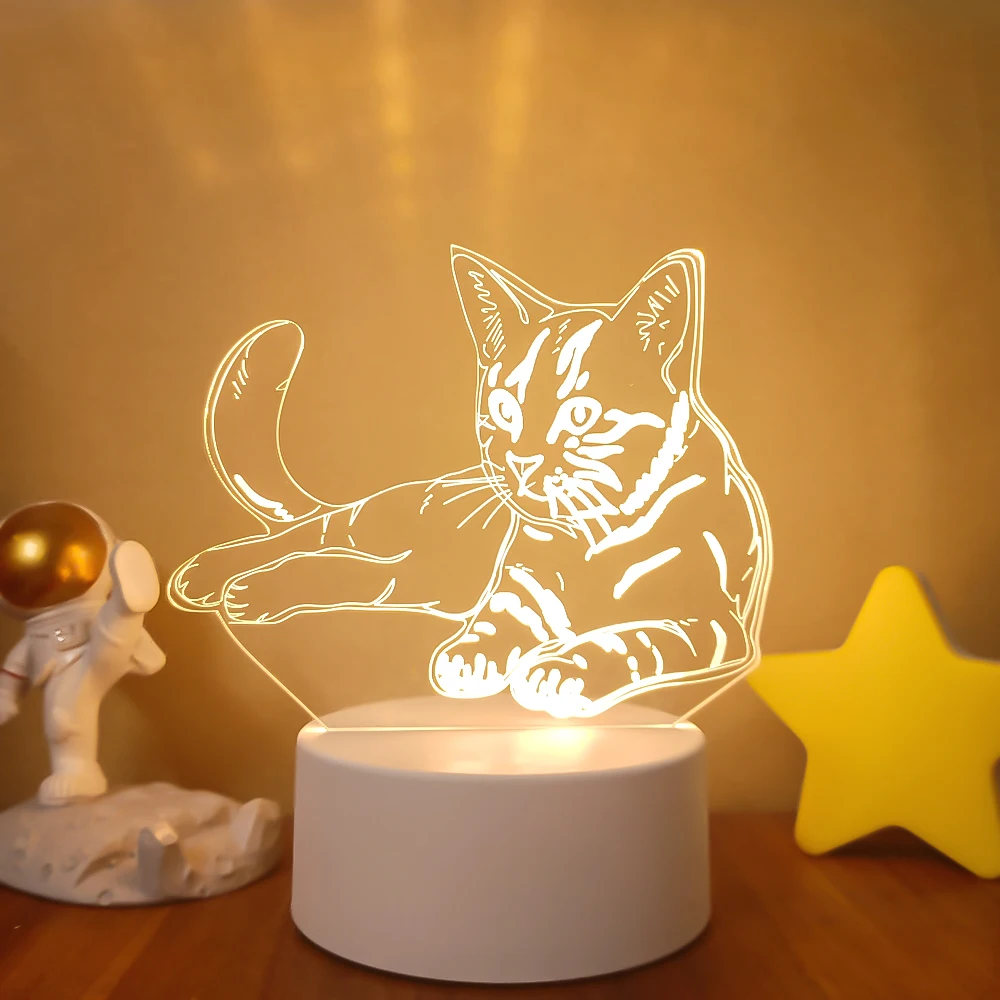 3D Acrylic USB Led Night Light Animal Series Figure Nightlight for Kid Child Bedroom Sleep Light Gift for Home Decor Table Lamp