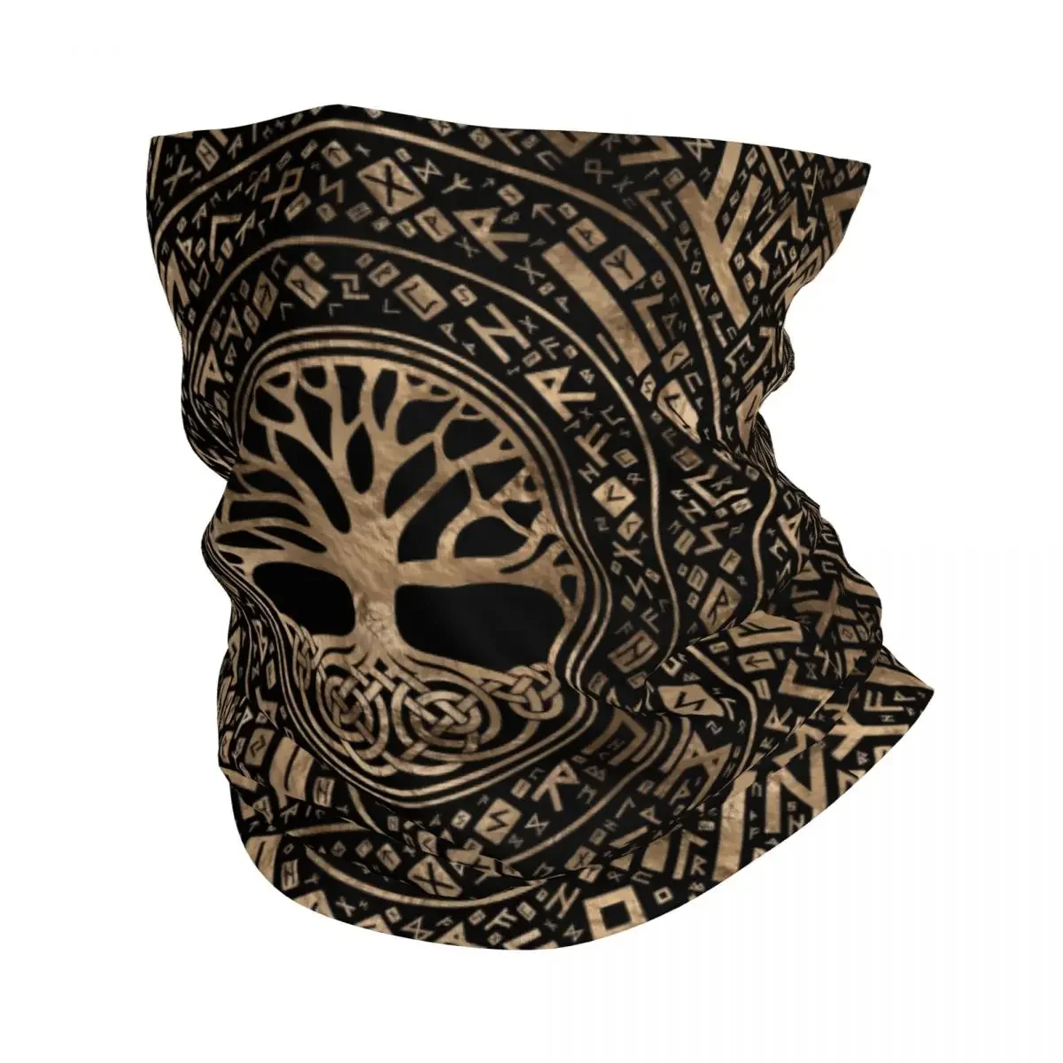 Tree Of Life Yggdrasil Runic Pattern Bandana Neck Gaiter for Hiking Hunting Wrap Scarf Viking Norse Symbol Headband Warmer