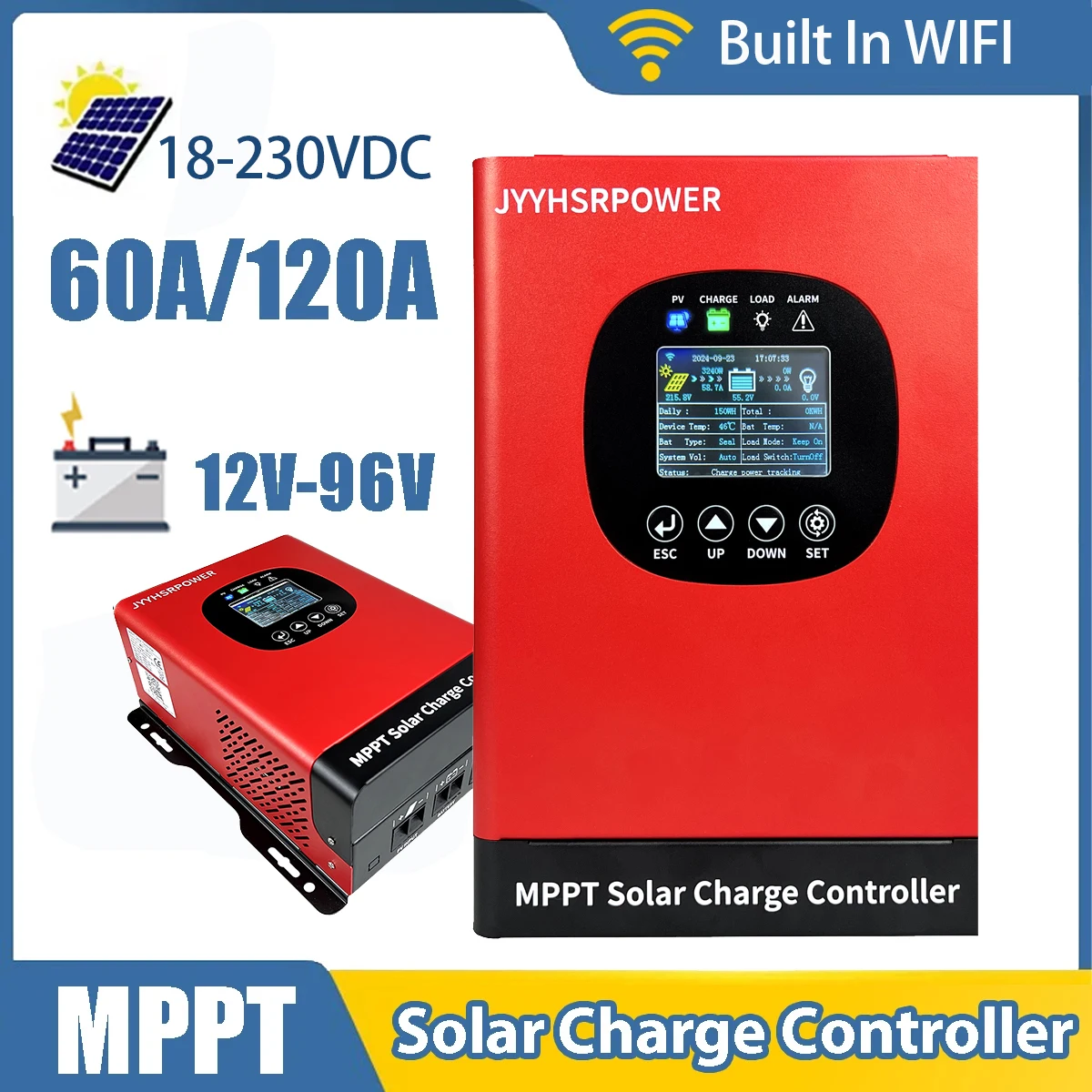 

Intelligent 11520W Solar Panel Charge Controller MPPT 230VDC 40A 60A 80A 100A 120A Solar Battery Regulator For Home RV