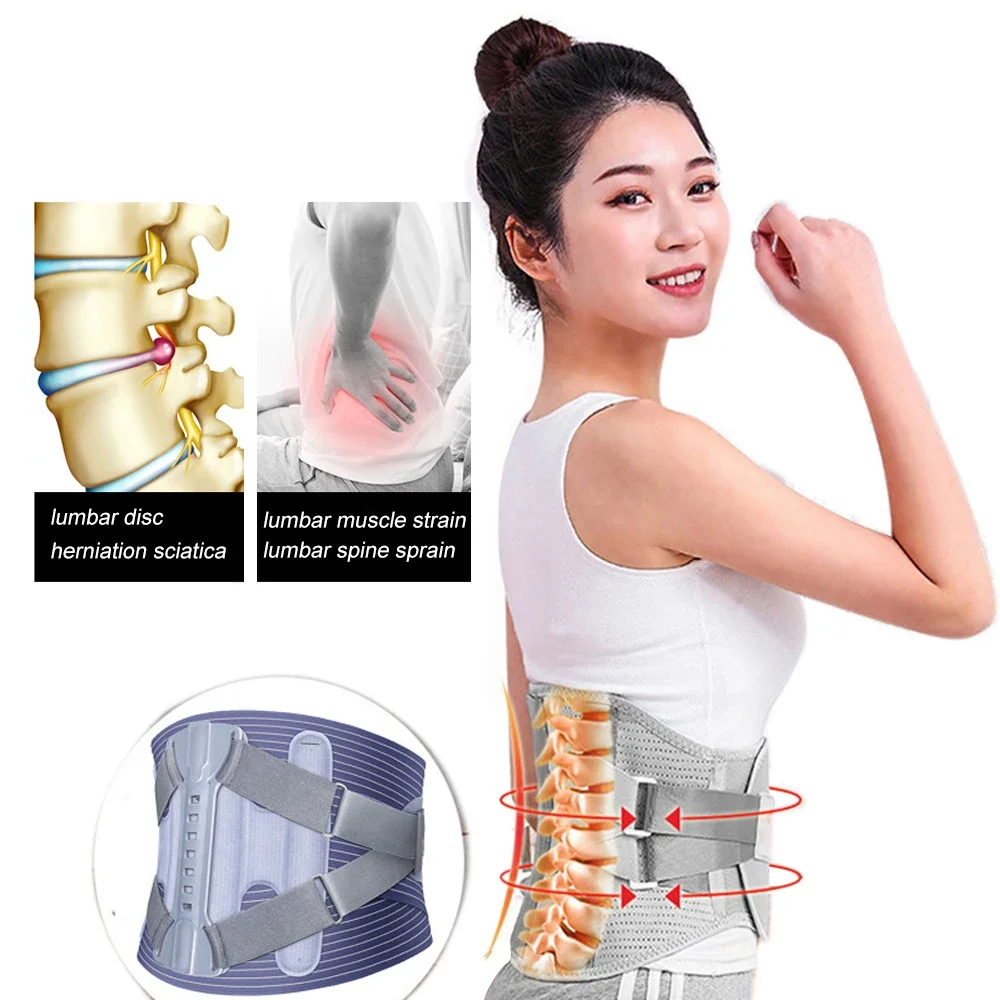 Waist Lumbar Lower Back Support Belt for Sciatica, Herniated Disc, Scoliosis Back Pain Relief, with Dual Adjustable Straps