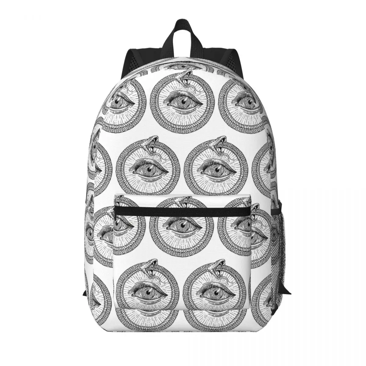 Esoteric Illustration Of Ouroboros Snake Student Backpack School Bag Hiking Travel Daypack for Boys Girls Bookbag Shoulder Bags