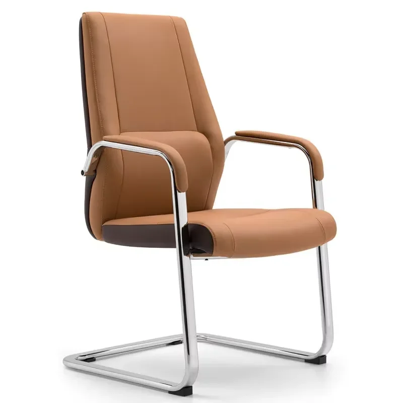 Contemporary Executive Leather Office Chair Precision Polished Electroplated Arch-Shaped Frame for Workshop Bedroom Modern