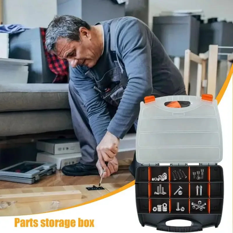 15 Hole Portable Tool Parts Organizer Box Screw Storage Box Small Parts Hardware Tool Screwdriver Auto Repair Tool Box