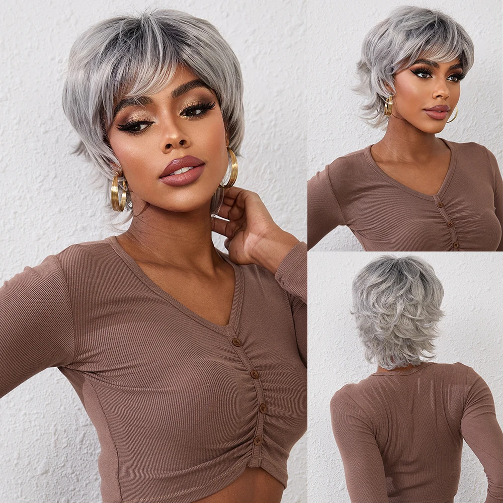

Classic Short Wig With Enviable Volume And Textured Layers Short Wig With Bangs,Pixie Cut Layered Wigs For Womenber