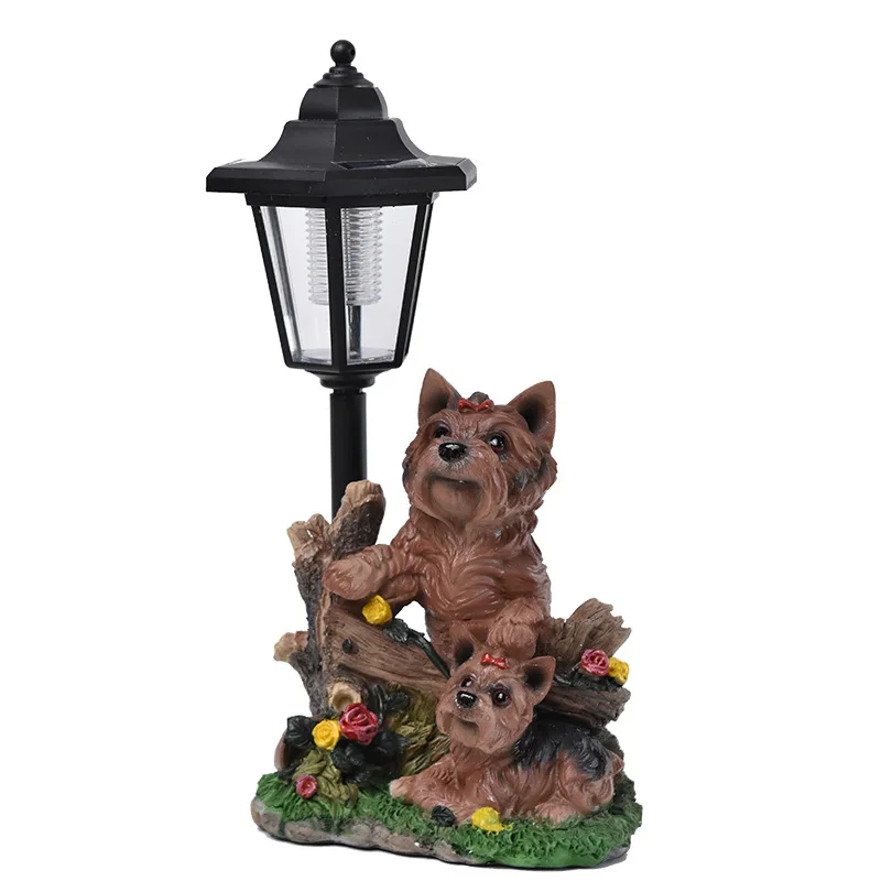 

New Garden Puppy Solar Ornament Outdoor Garden Courtyard Animal Decoration Resin Crafts Ornament