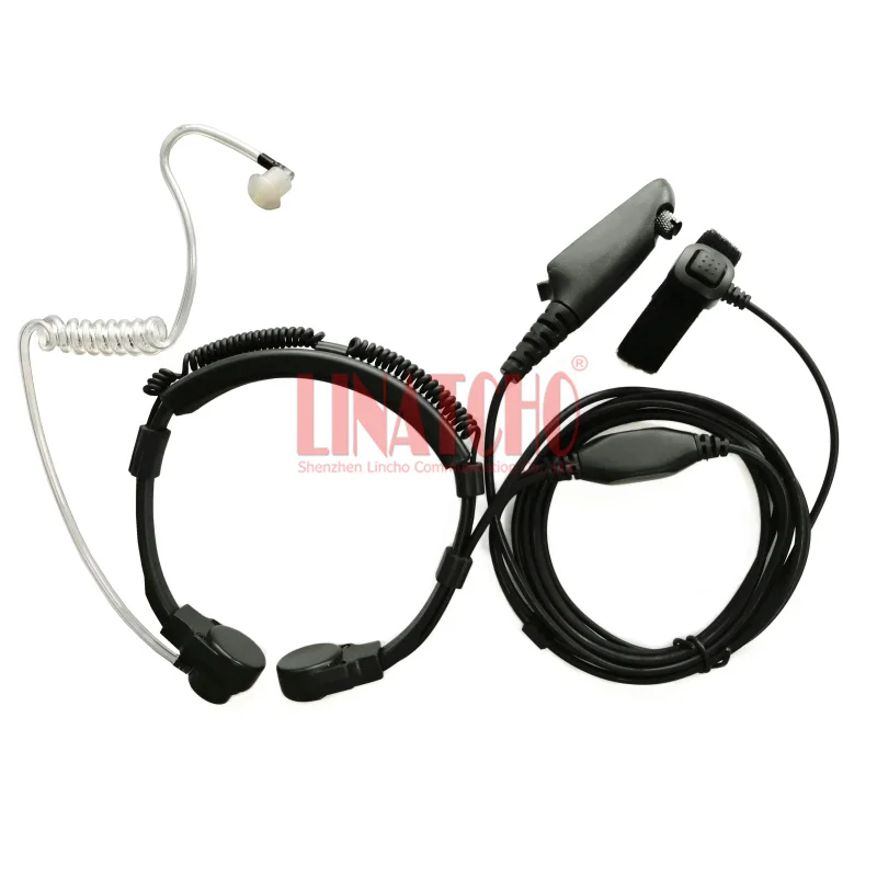 On Neck Transparent Acoustic Tube Adjustable Throat Vibration Finger PTT GP328 GP340 GP380 HAM Radio Earphone Microphone