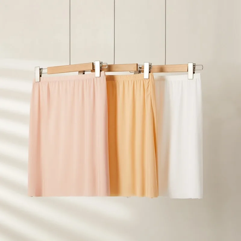 Falda antideslizante sin costuras para verano, enagua transparente con forro de seda, capa de seguridad para vestidos, transpirable, ultrafina