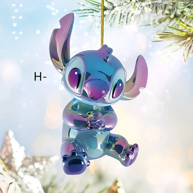 New Disney Stitch Christmas Ornaments Anime Cartoon Acrylic Plane Christmas Tree Decoration Pendants Home Decor Kids Toy Gifts