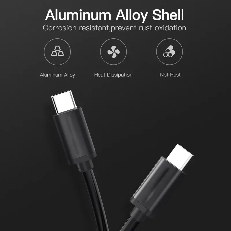 كابل PD 60 واط USB C إلى USB Type C للشحن السريع ونقل البيانات لهواتف ايفون 15 و15 برو وهواوي وسامسونج وشاومي - أسود وأبيض - 1 متر و2 متر و3 متر - 3