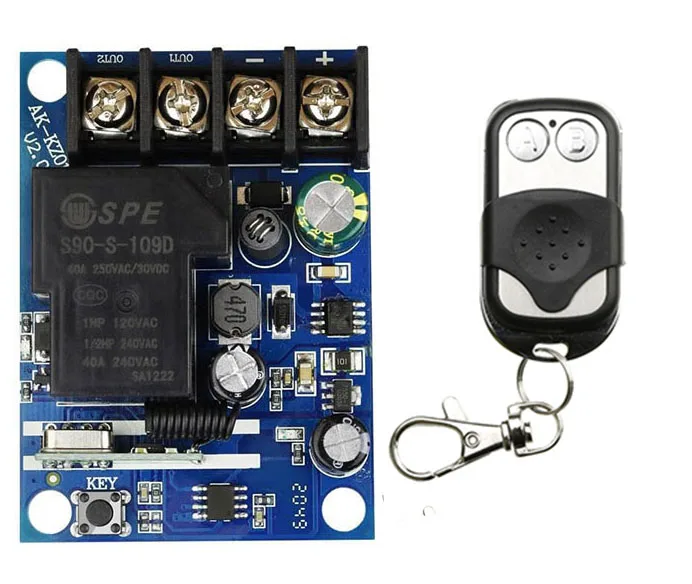 433Mhz DC12V 24V 48V Wireless RF Remote Control Light Switch 30A Relay Output Radio Receiver Module+Transmitter Water Pump