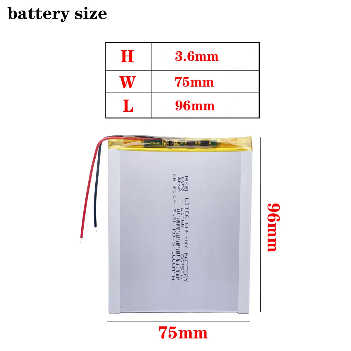 Tablet pc 3.7V,5000mAH (polymer lithium ion Rechargeable batteries)  for tablet pc 7 inch 8 inch 9inch [367596] Free Shipping